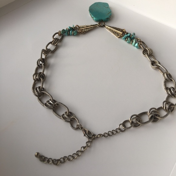 Turquoise chain necklace with matching bracelet - Picture 5 of 6